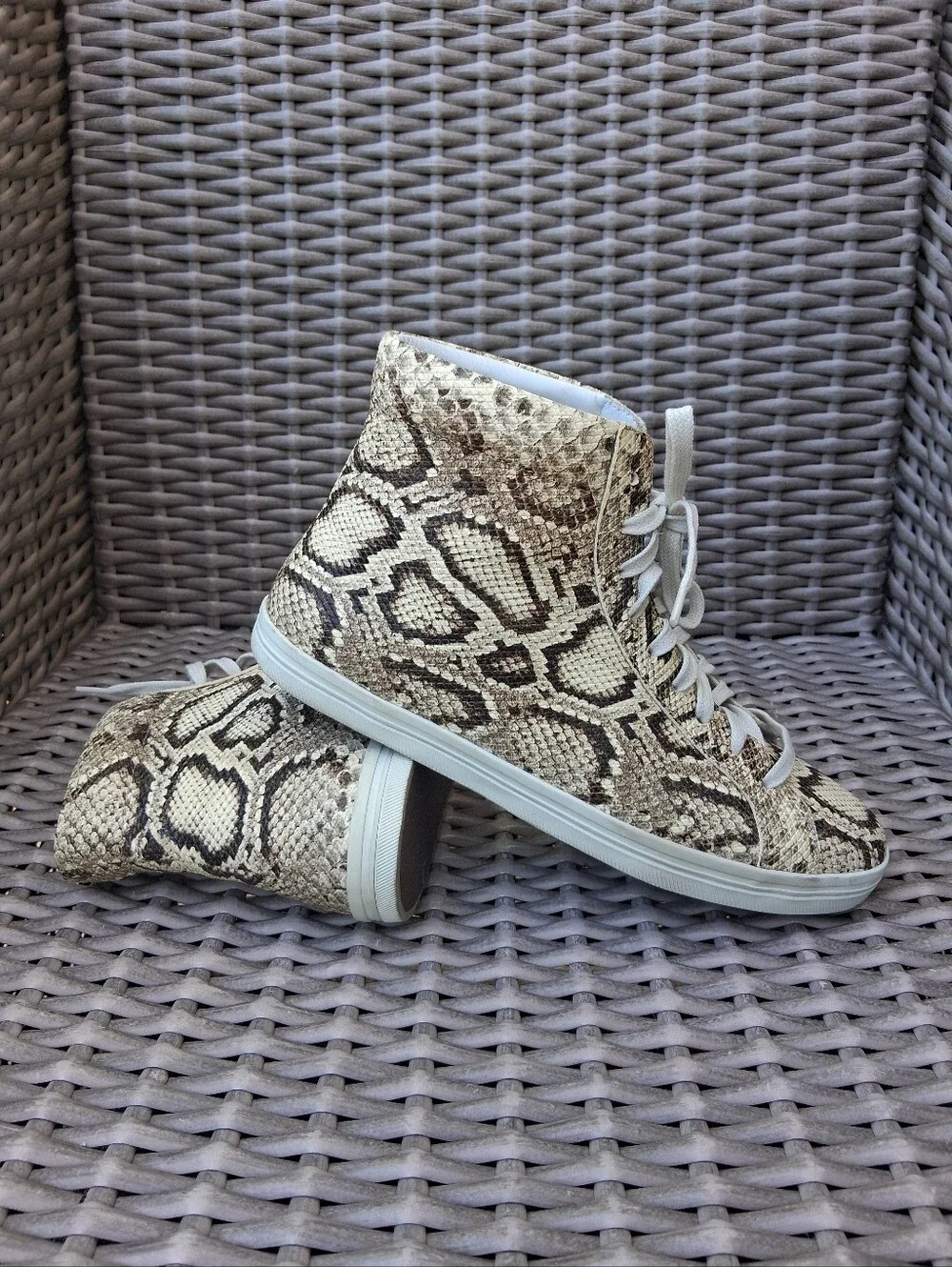 Freda Salvador High-Top Snake Print Sneakers - Neutral